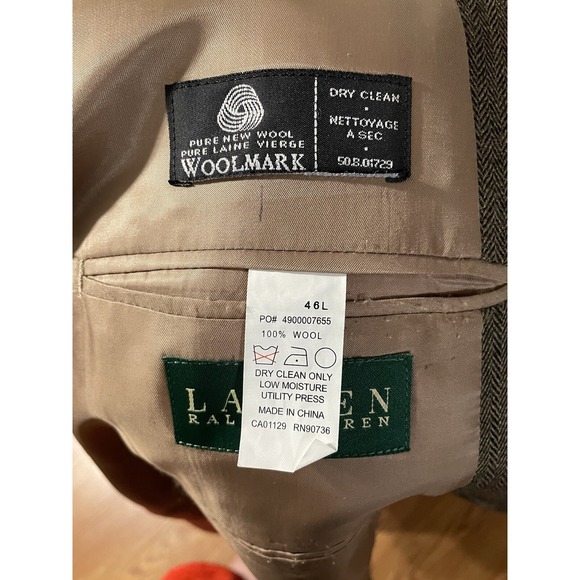 Lauren Ralph Lauren‎ Blazer Mens 46L Brown Laine Vierge 100% Wool Single Breast - Picture 8 of 9